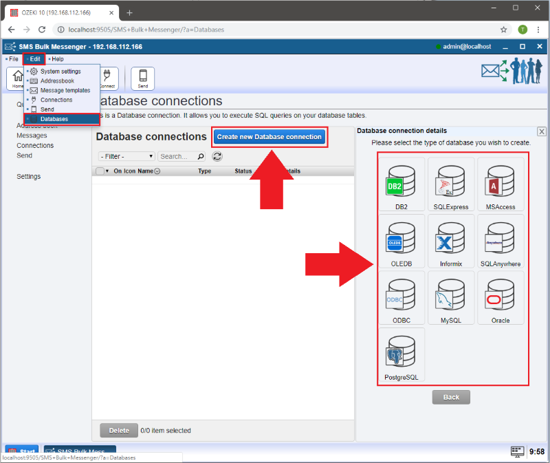 database connection types database connection types