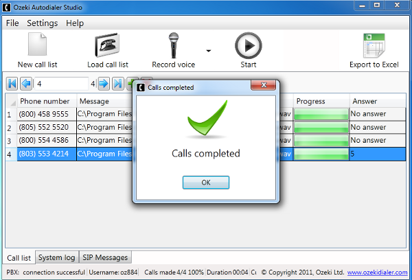 calls completed calls completed