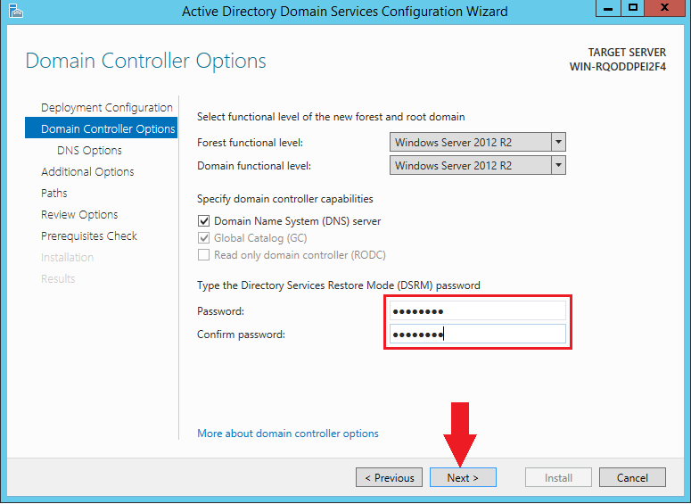 set a password for dsrm