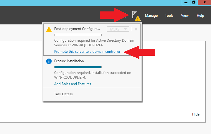 promote the server to a domain controller