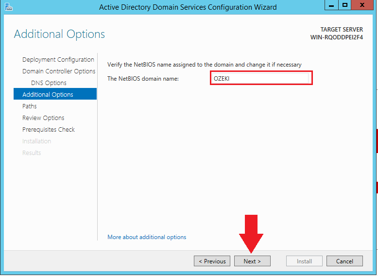 specify netbios domain name