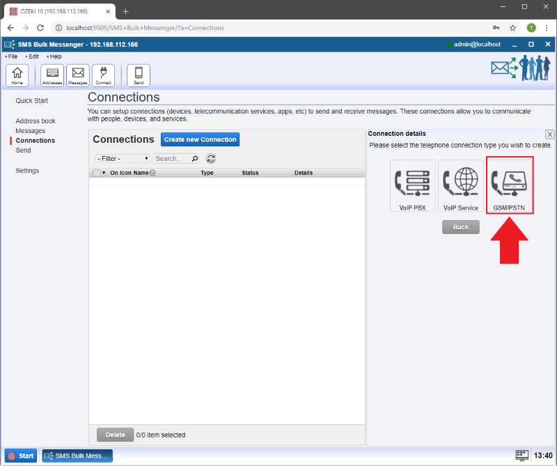 choose pstn gateway connection choose pstn gateway connection