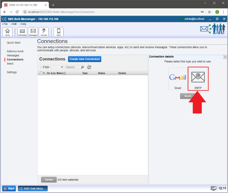 selecting smtp connection selecting smtp connection