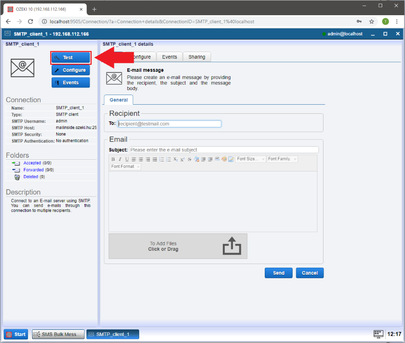 sending test e-mail sending test e-mail