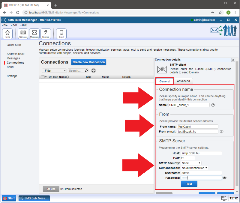 smtp connection details smtp connection details
