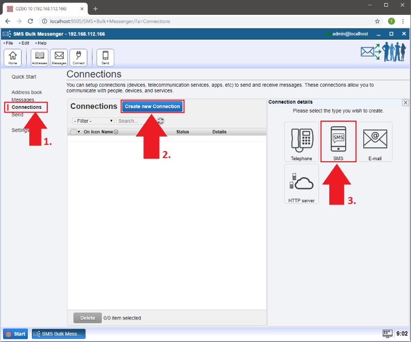 create new sms connection create new sms connection