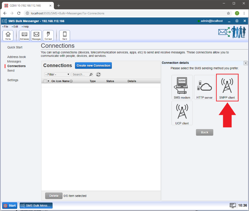 choose smpp connection choose smpp connection