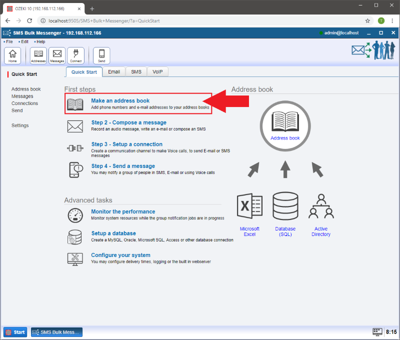 selecting make an address book selecting make an address book