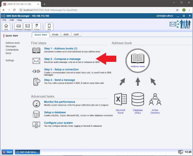 select compose a message option select compose a message option