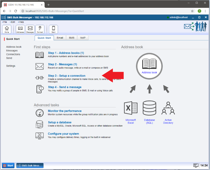 selecting setup a connection selecting setup a connection