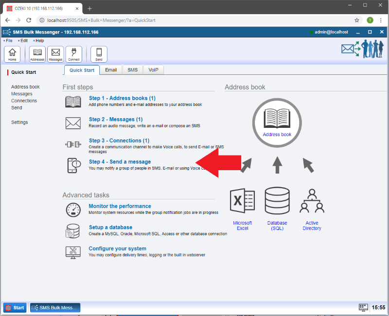selecting send a message option selecting send a message option