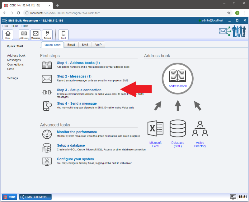 selecting setup a connection selecting setup a connection