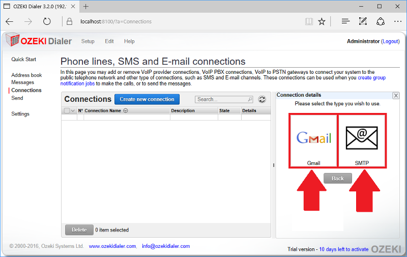 choose gmail or smtp choose gmail or smtp
