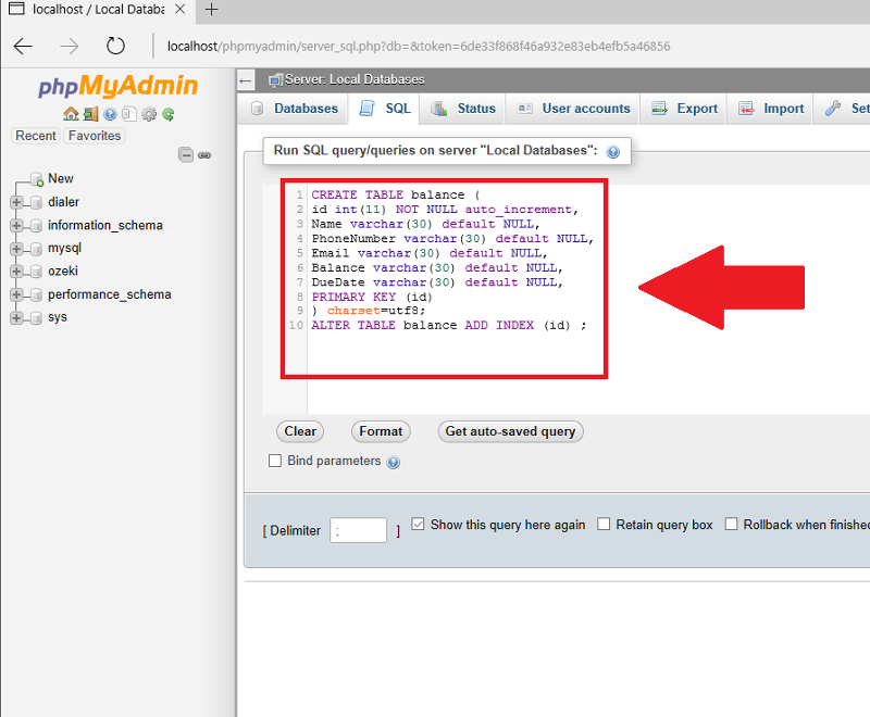 create database table create database table