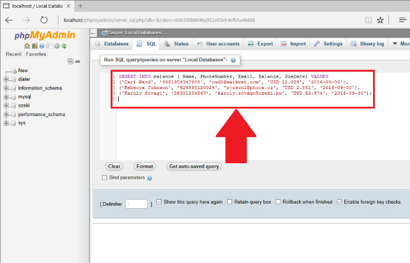 insert contacts into databases table insert contacts into databases table