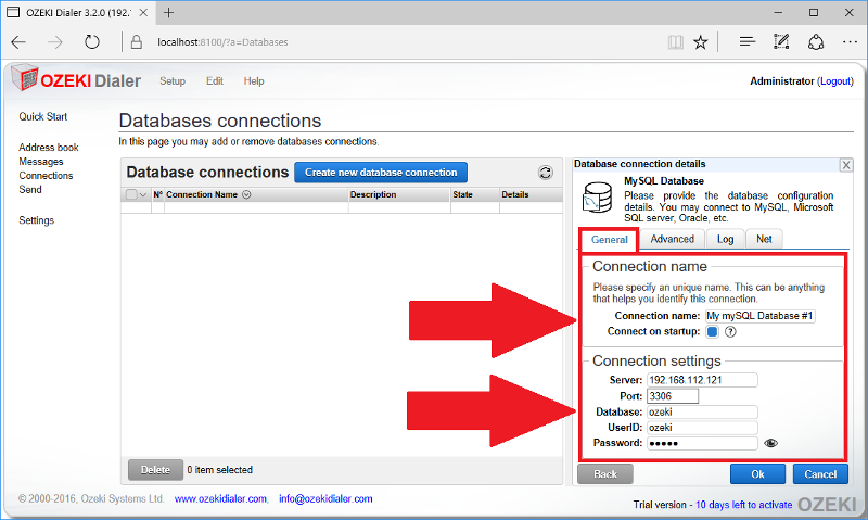 providing the connection settings providing the connection settings
