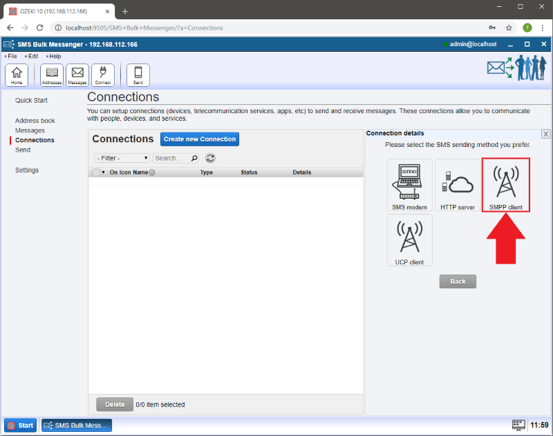choose the smpp option choose the smpp option