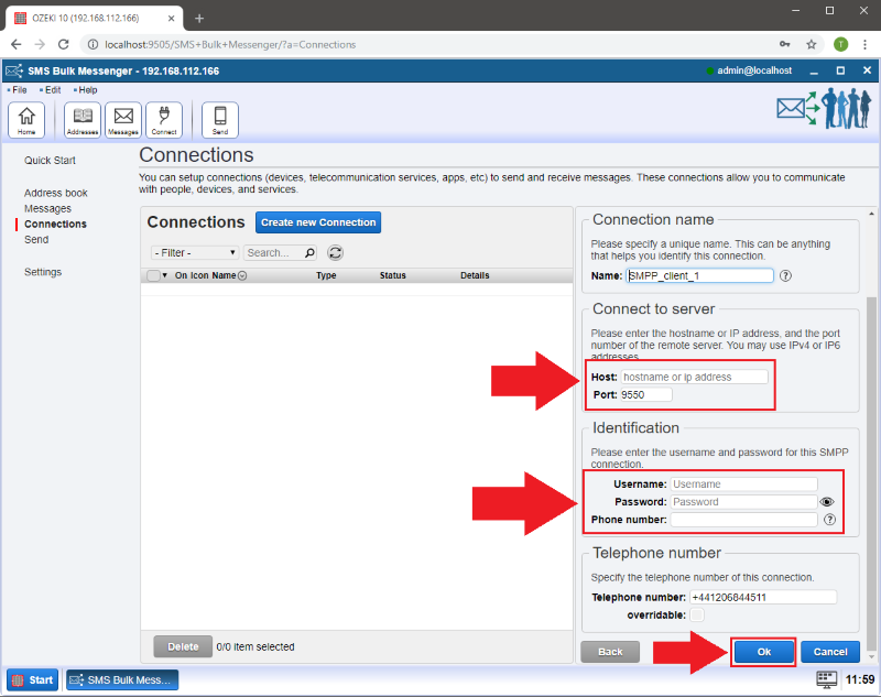smpp connection details smpp connection details